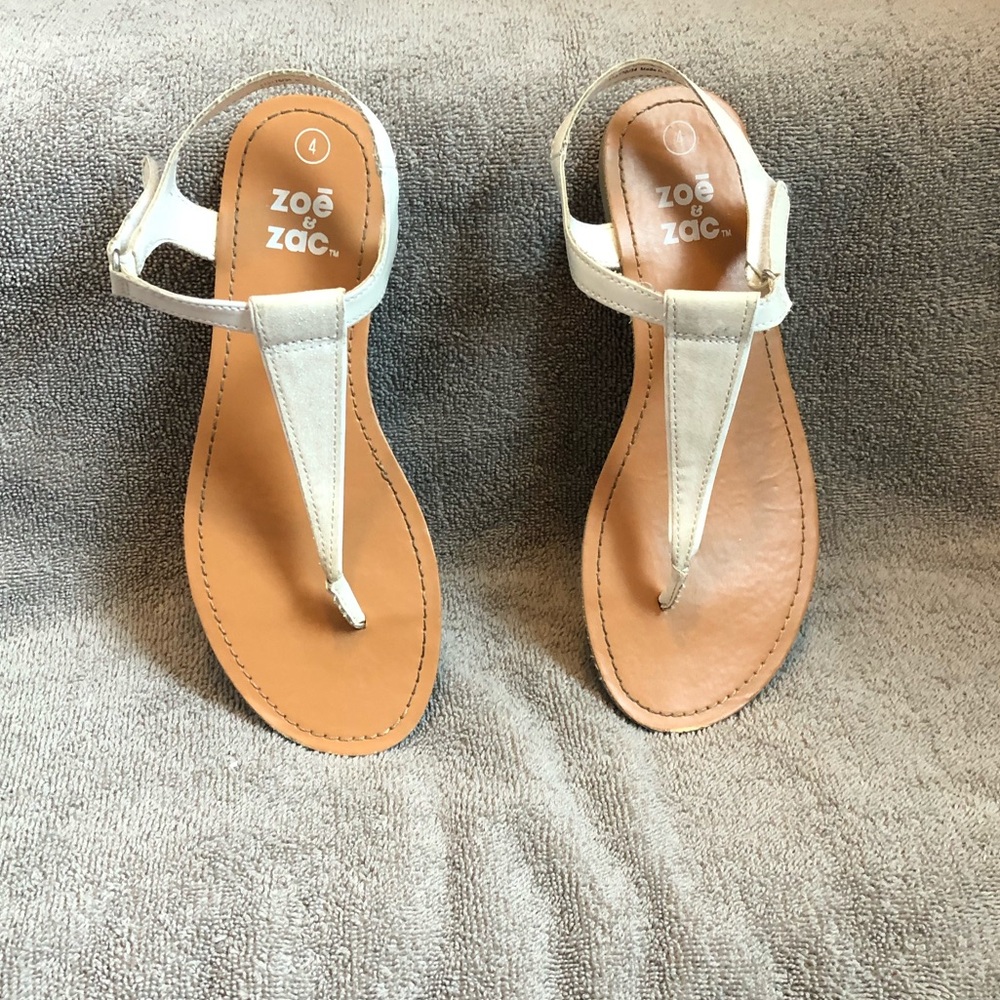 Zoe & Zac Quinn thong sandal white sparkles Sz 4